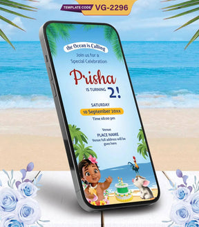 Baby Moana Birthday Party Invitation