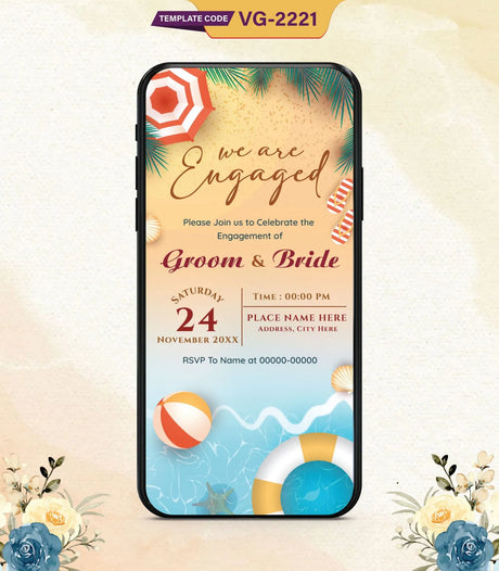 Beach Theme Engagement Invitation