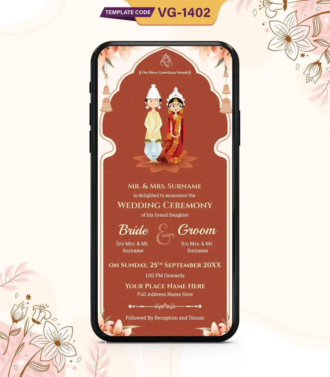 Bengali Wedding Ceremony Invitation Card 