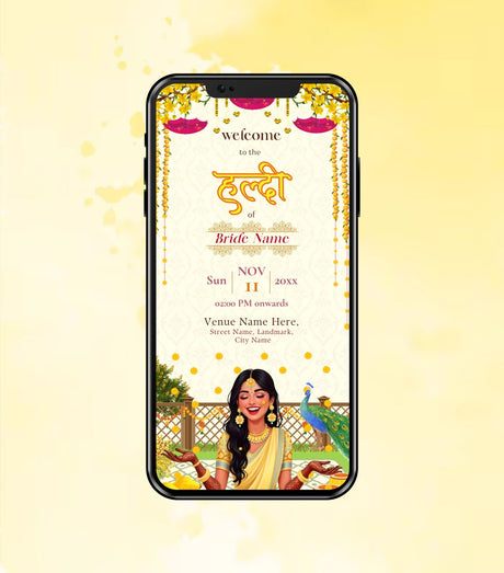 Best Haldi Ceremony Invitation for Bride