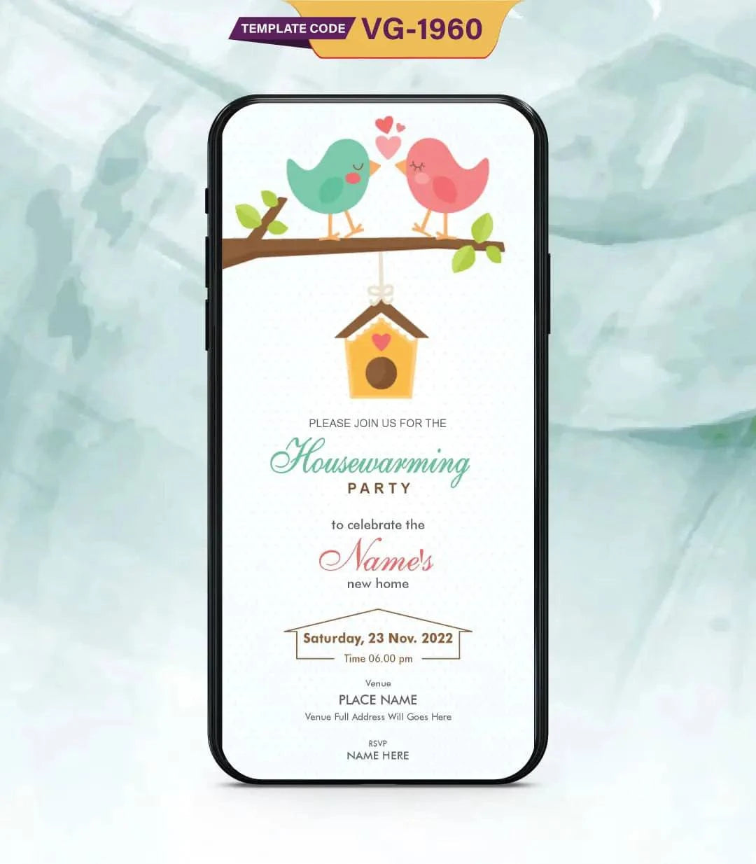 Birds Nest Housewarming Invitation Card | VG-1960