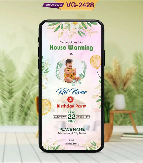 Birthday And Housewarming Party Invitation Card | VG-2428