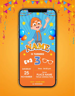 Blippi-Themed Digital Birthday Invitation 