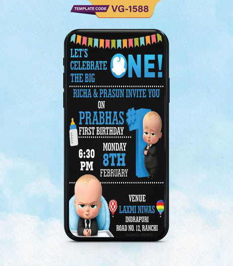 Boss Baby Birthday Party Invitation Card | VG-1588