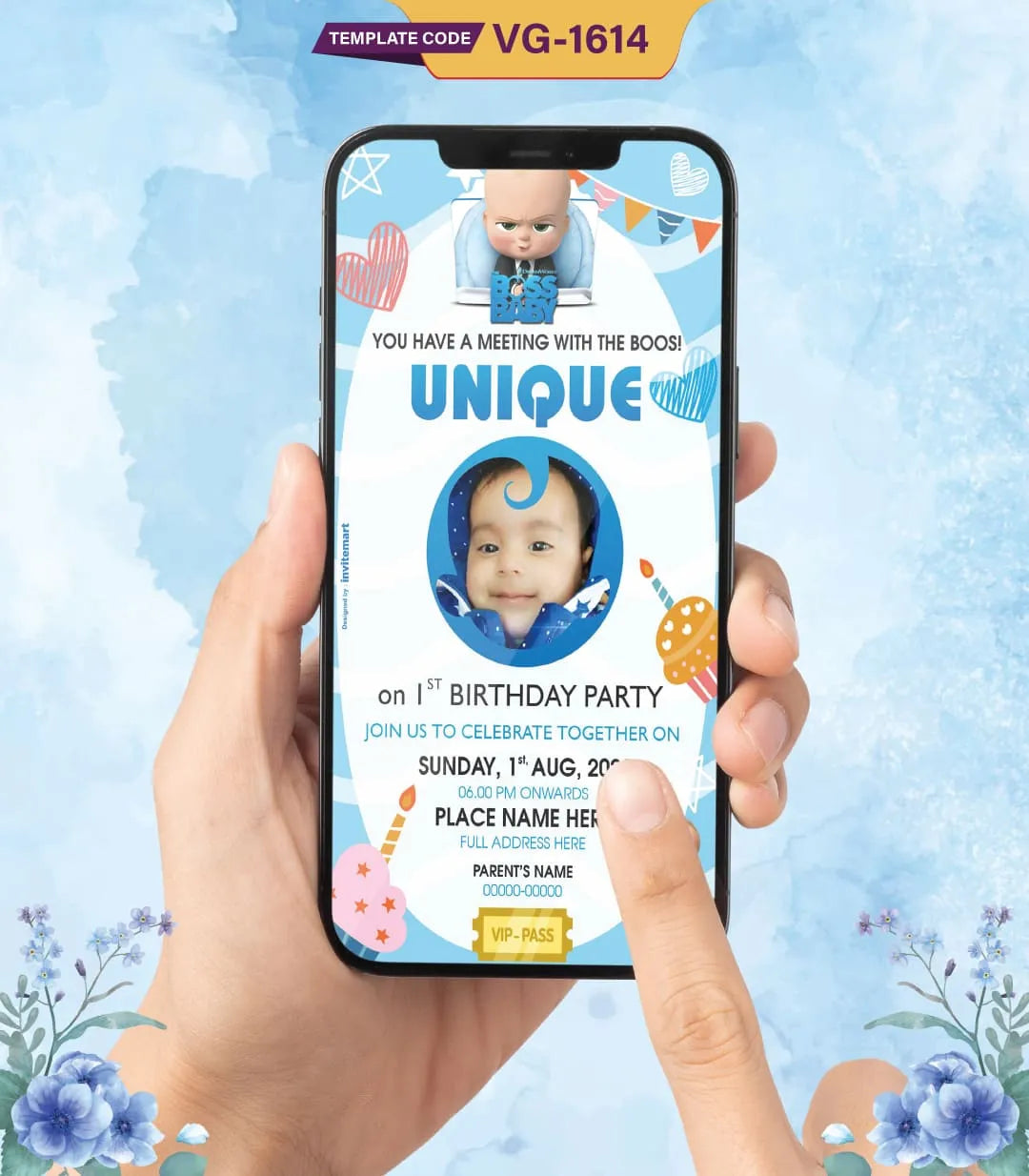 Boss Baby Birthday Party Invitation Templates | VG-1614