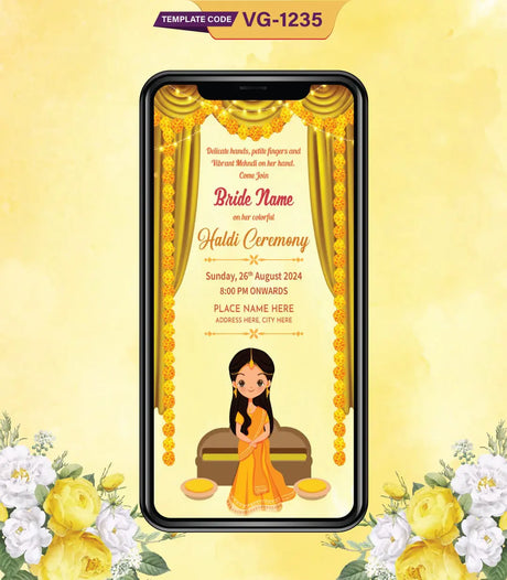 Bride Haldi Ceremony Invitation Card | VG-1235