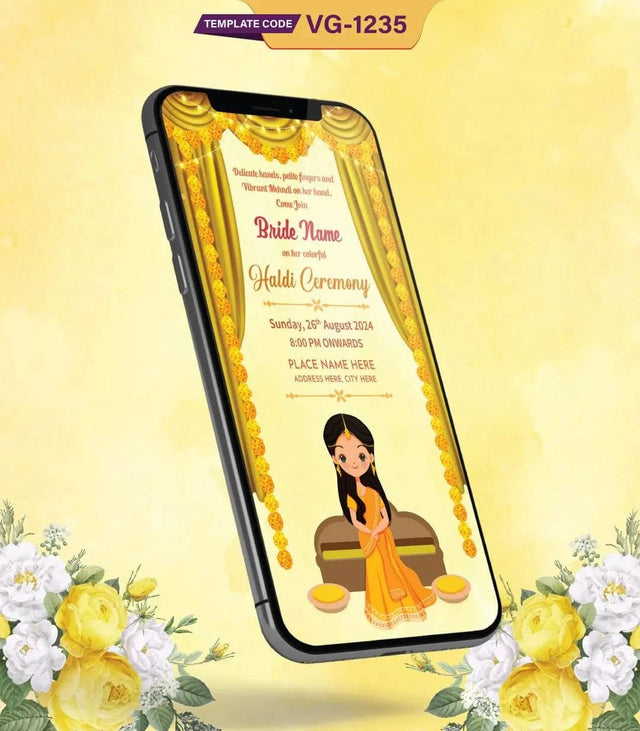 Bride Haldi Ceremony Invitation Card | VG-1235