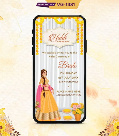 Bride Haldi Ceremony Invitation | VG-1381