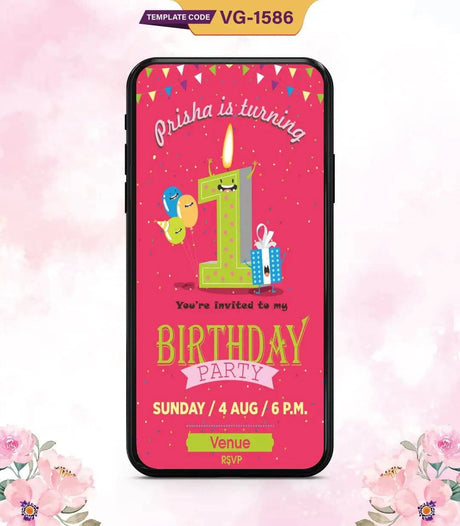 Bright & Fun 1st Birthday Party Invitation