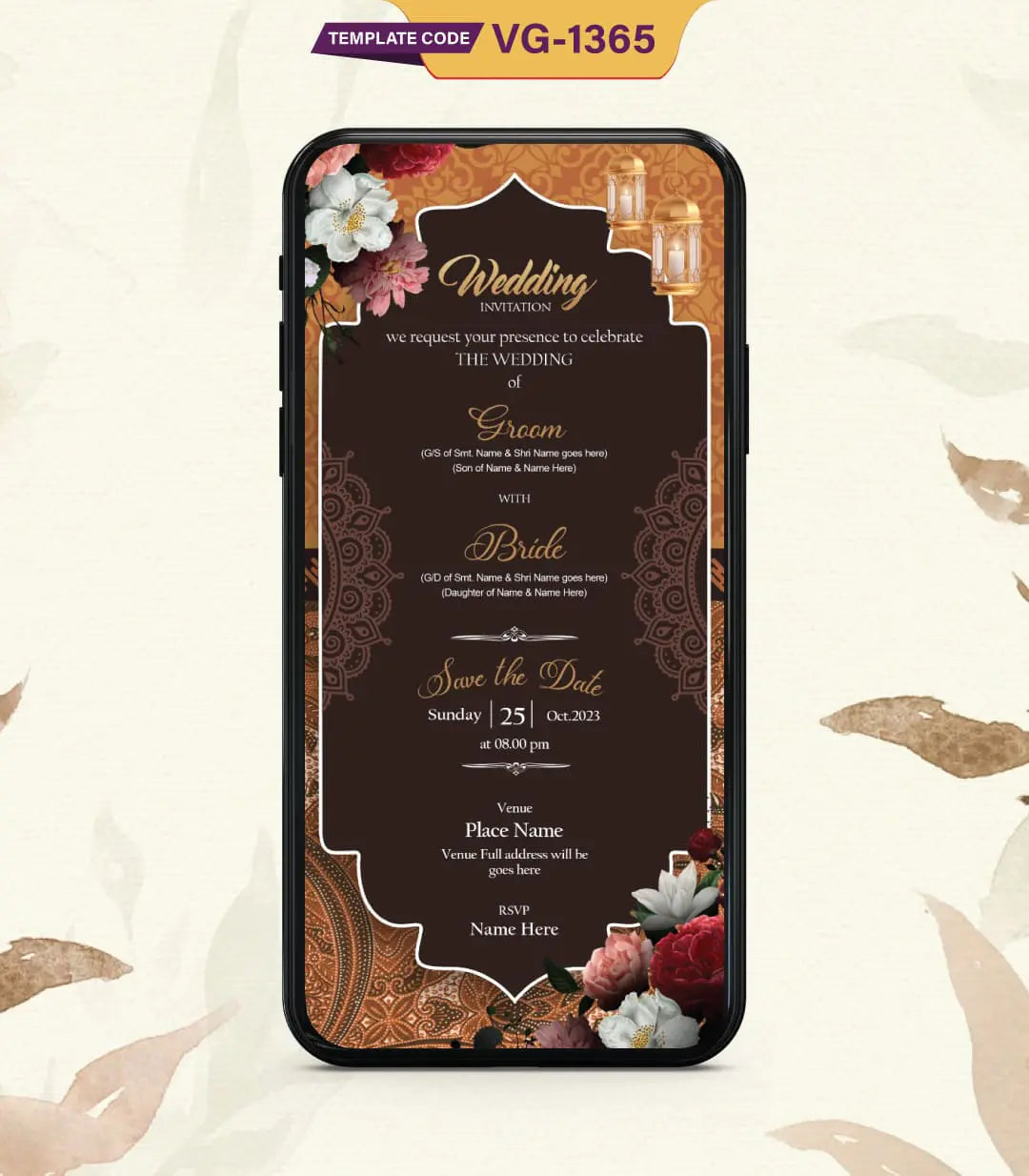 Brown Wedding Invitation | VG-1365