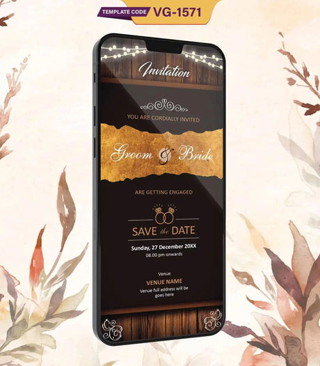 Brown Engagement Invitation Card