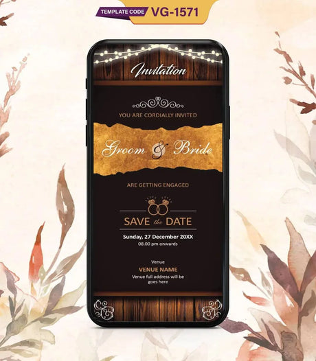 Brown Engagement Invitation Card