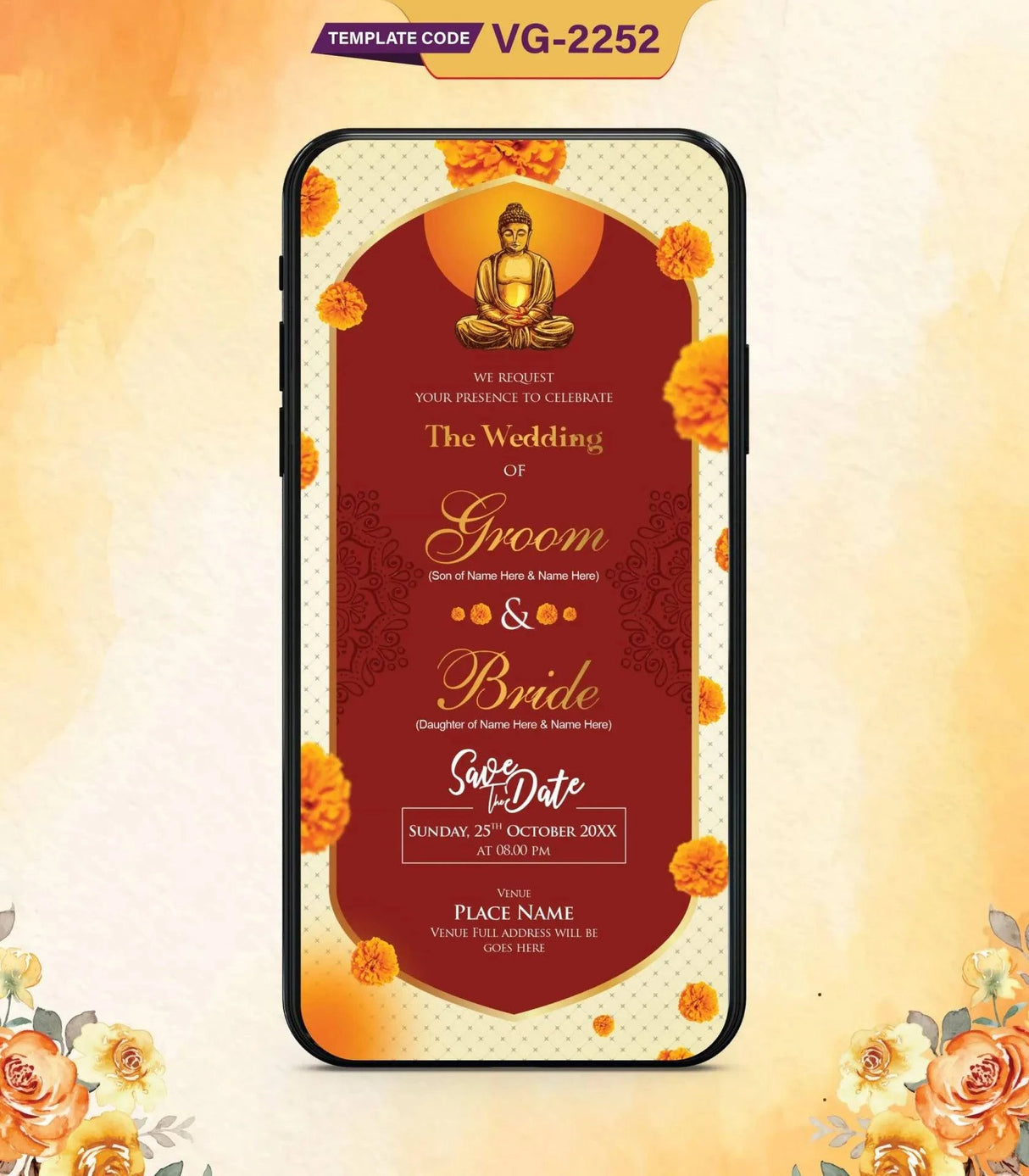 Buddhist Wedding Card | VG-2252