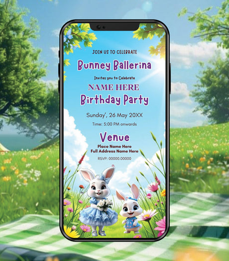 Bunny Theme Birthday Invitation Card