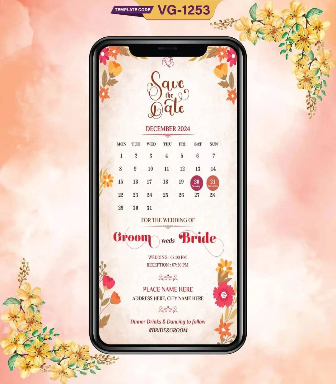 Calendar Theme Wedding Invitation Card | VG-1253