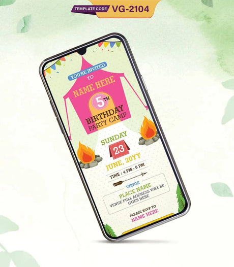 Camping Theme Birthday Party Invitation