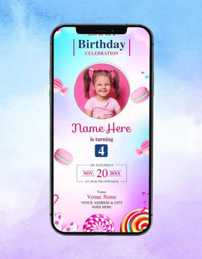 Candyland Theme Birthday Invitation