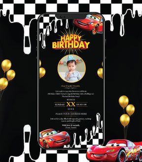 Car Racing Birthday Invitation Card 