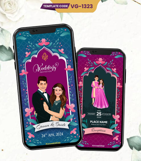 Caricature Wedding Invitation PDF Card