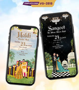 Caricature Couple Wedding Video Card 