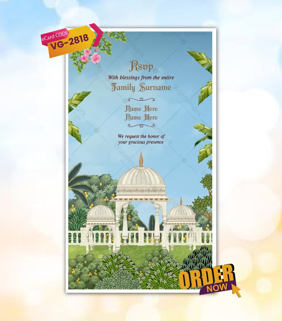 Caricature Couple Wedding Video Card 