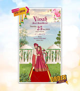 Caricature Couple Wedding Video Card 