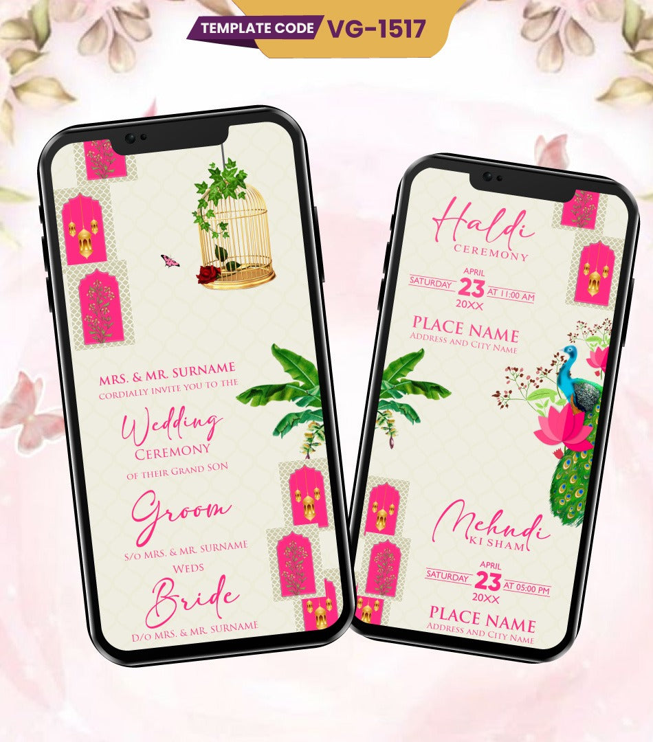 Caricature Multiple Function Wedding Invitation PDF 