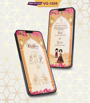 Cartoon Couple Wedding Invitation PDF Card