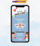 Cartoon Couple Wedding Invitation Save the Date Card | VG-1205