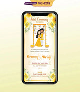 Cartoon Floral Haldi Ceremony Invitation Card