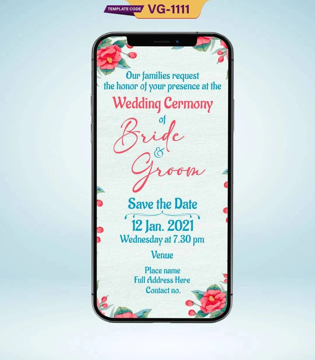 Cartoon Floral Wedding Invitation