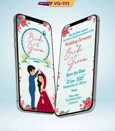 Cartoon Floral Wedding Invitation