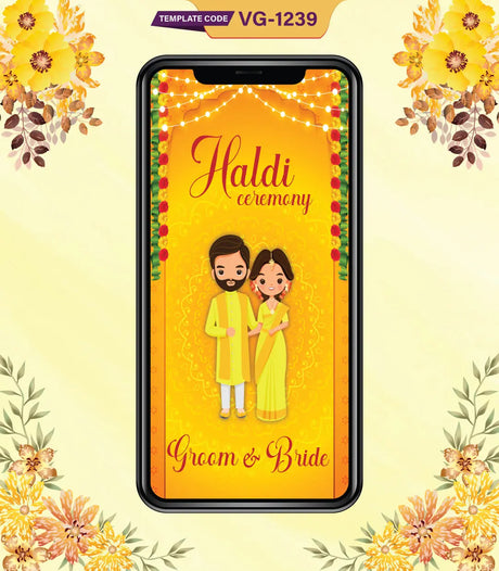 Cartoon Haldi Ceremony Invitation Card | VG-1239