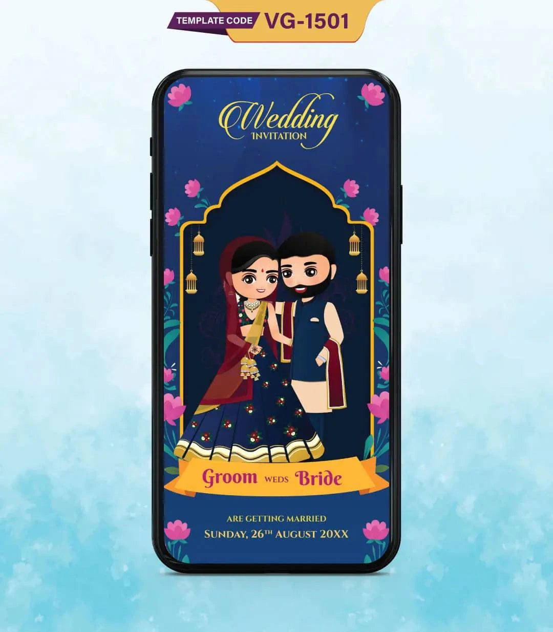 Cartoon Indian Wedding Invitation Card