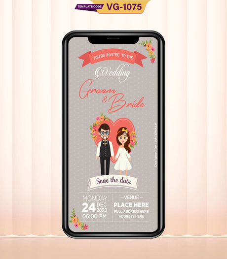 Cartoon Save The Date Wedding Card Online | VG-1075