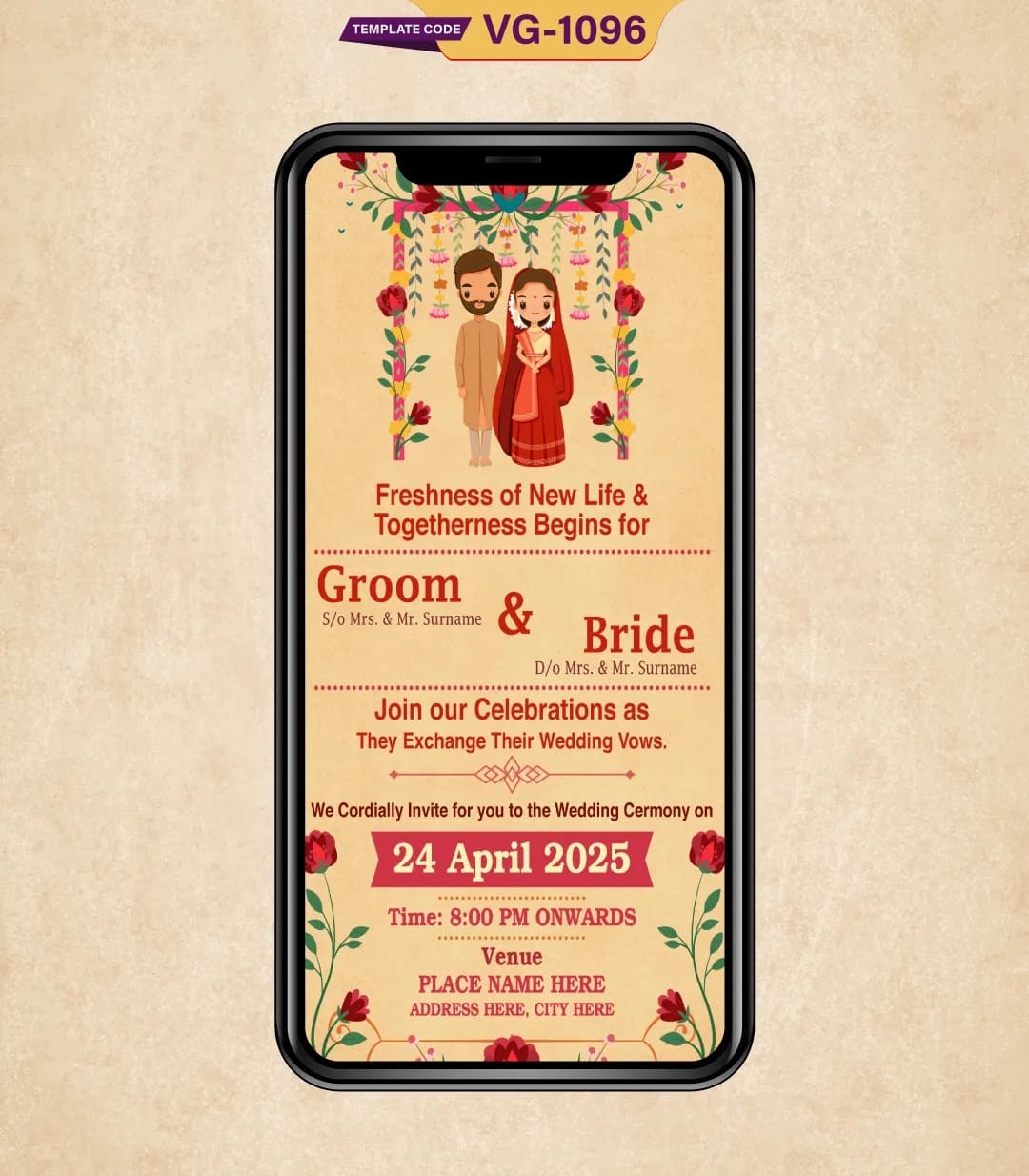 Cartoon Wedding Invitation Card 