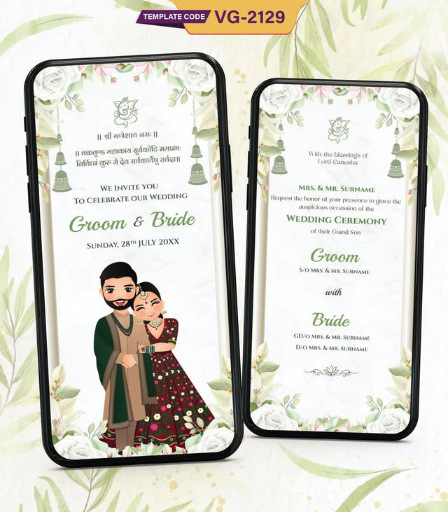 Cartoon Wedding Invitation Save The Date Card 