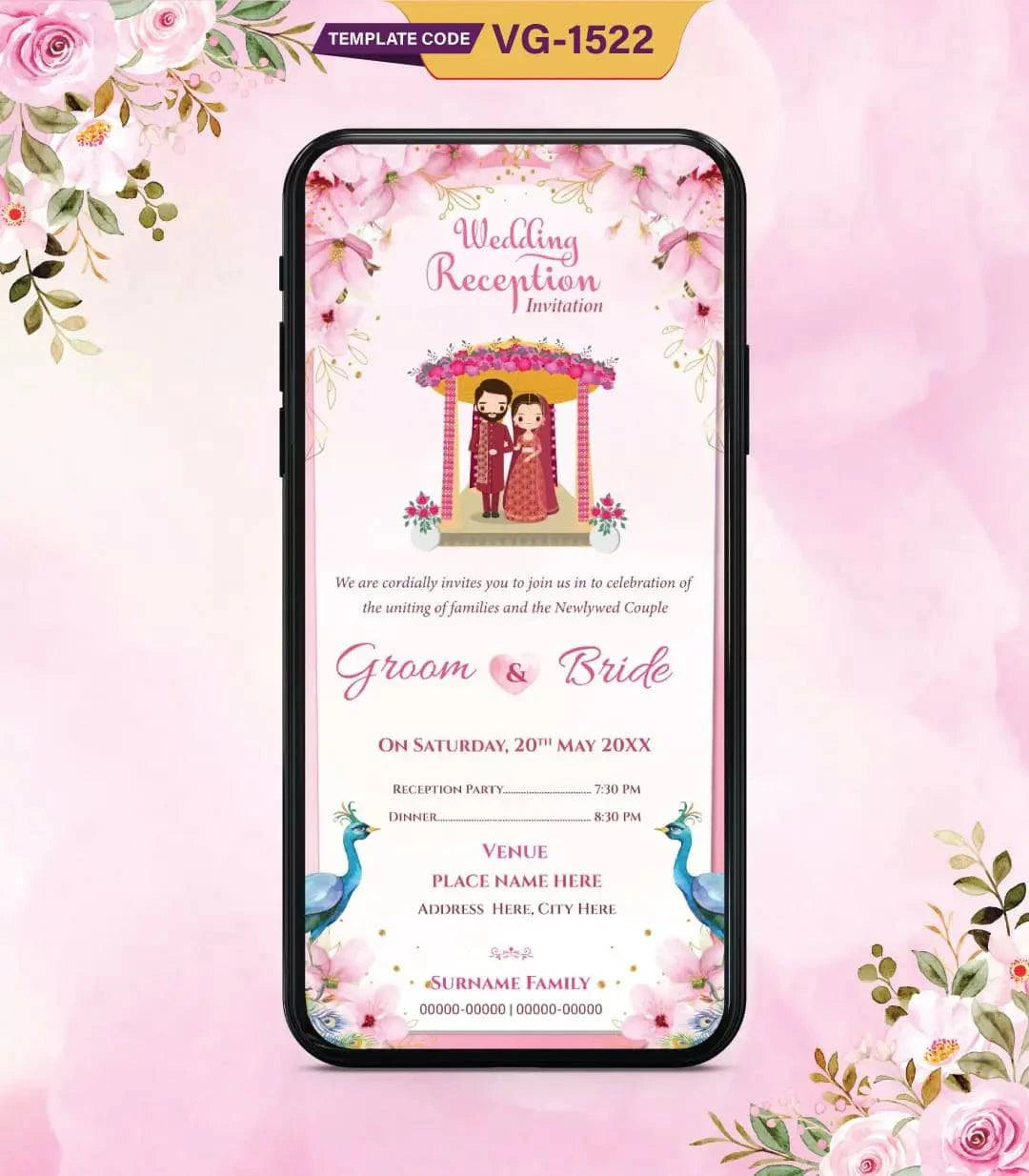 Cartoon Wedding Reception Invitation