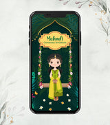 Cartoon Mehndi Ceremony Invitation 