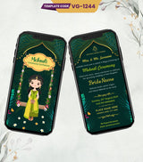 Cartoon Mehndi Ceremony Invitation 