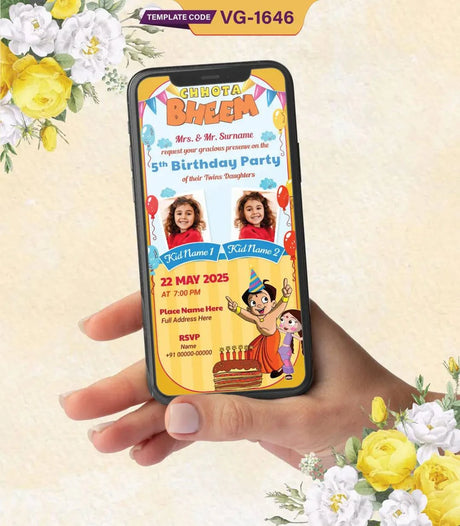 Cartoon Theme 5th Birthday Invitation