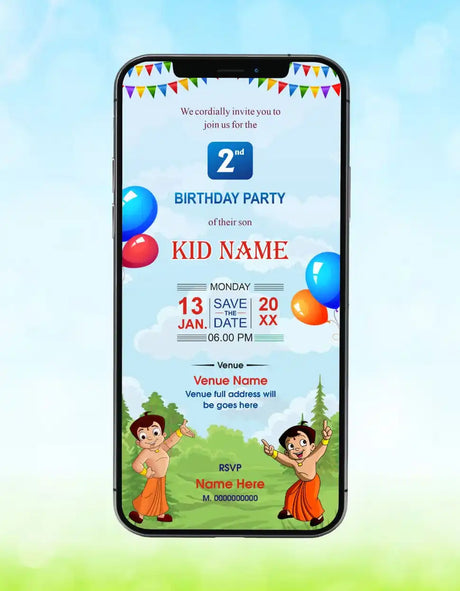 Chota Bheem Birthday Party Invitation