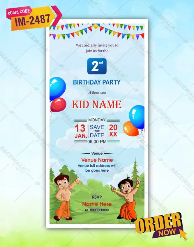 Chota Bheem Birthday Party Invitation