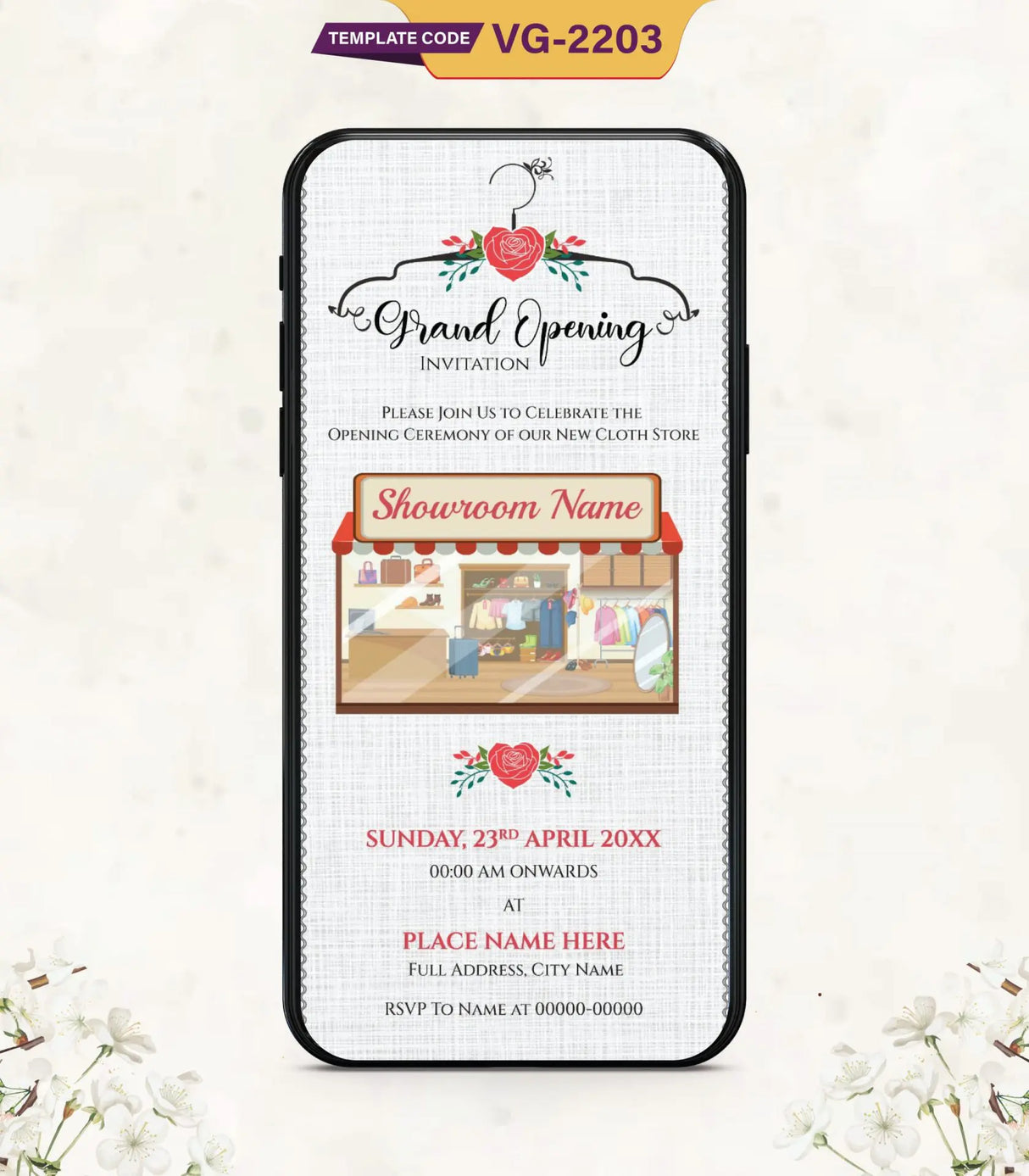 Cloth Store Opening Invitation Card | VG-2203