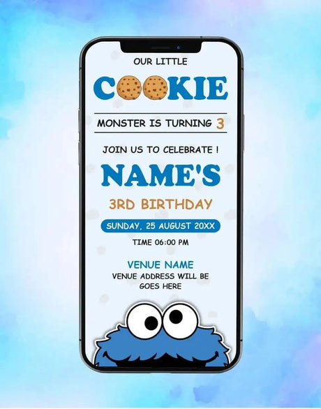 Cookie Monster Birthday Invitation Card