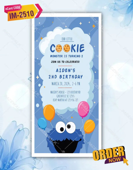 Cookie Monster Birthday Invitation