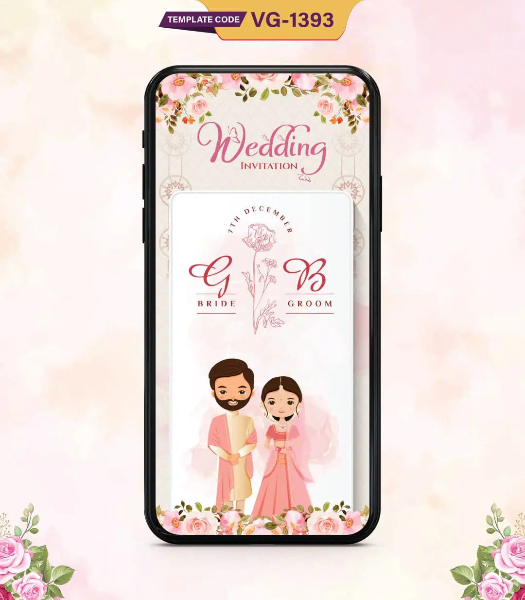 Couple Cartoon Wedding Invitation PDF 