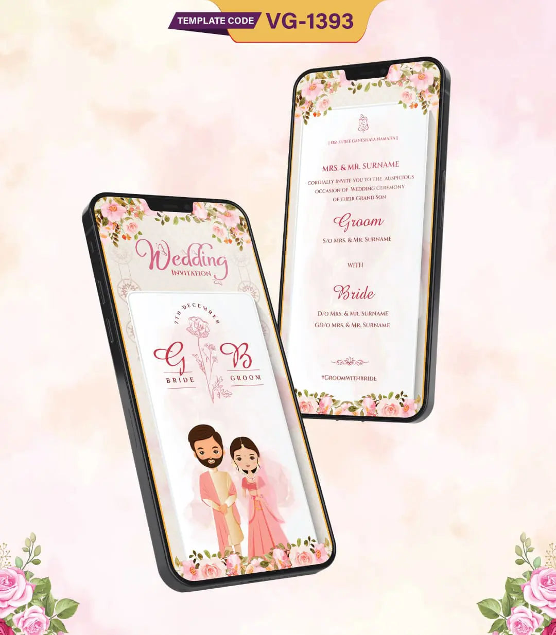 Couple Cartoon Wedding Invitation PDF 