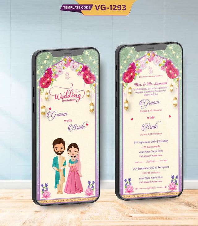 Couple Floral Wedding Invitation Templates