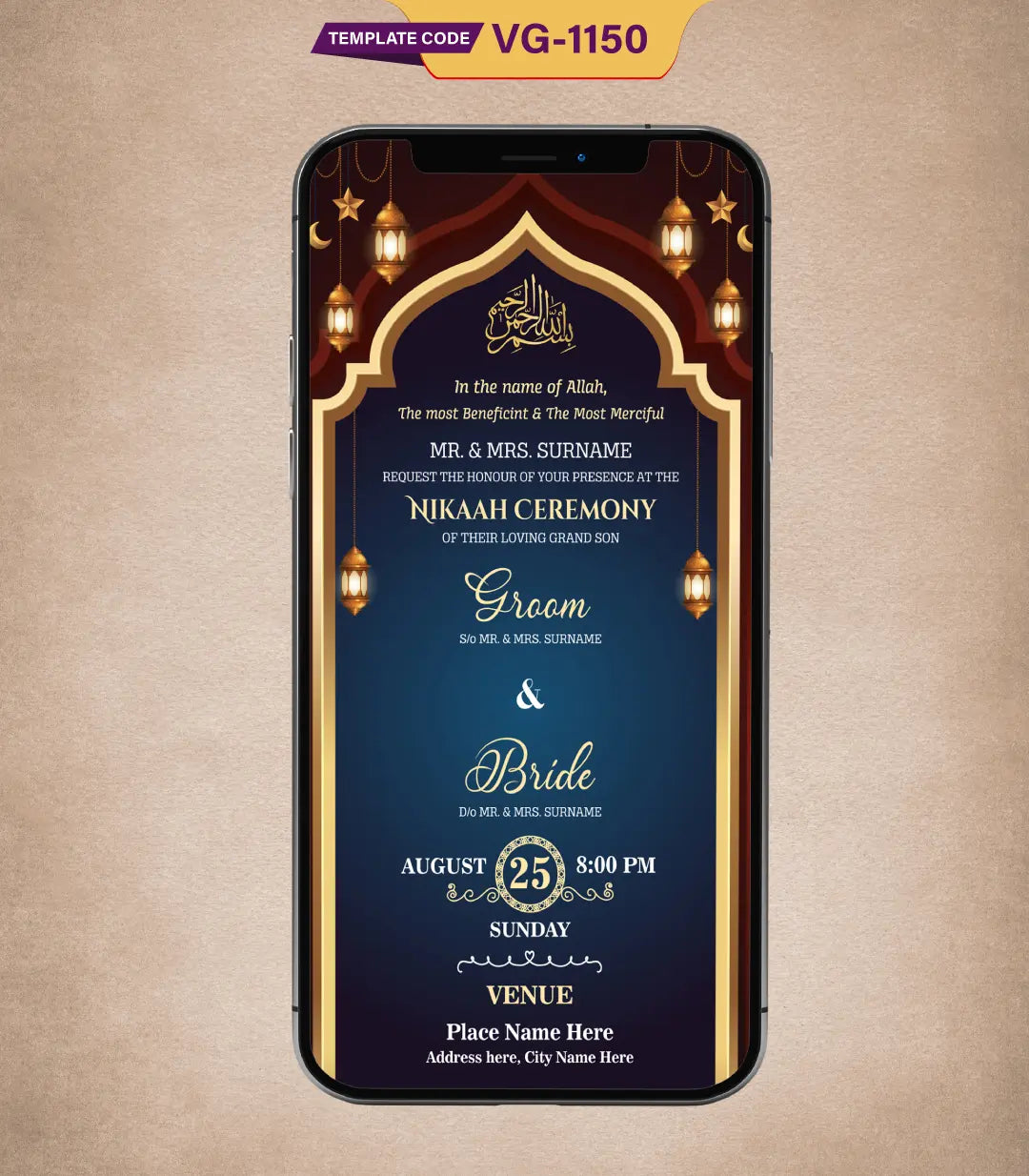 Couple Nikah Invitation Card